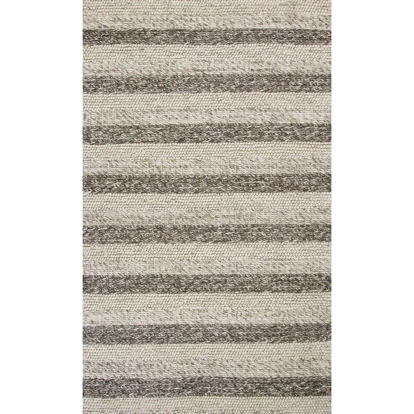 Homeroots 3 ft. 3 in. x 5 ft. 3 in. Wool Grey & White Area Rug 352536 - main